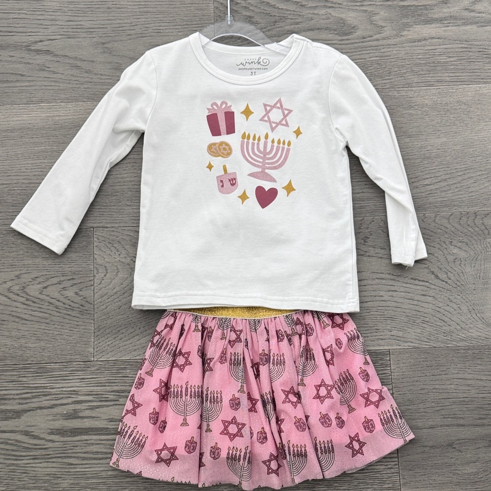 Kids Matching Set with White and Pink Design